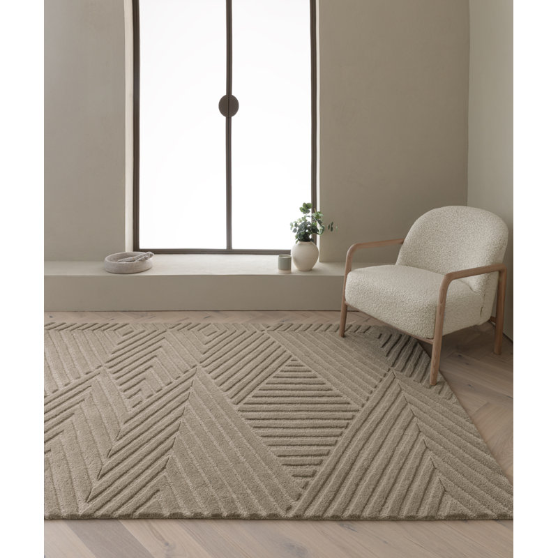 Mendez Geometric Wool Hand Woven Area Rug, Rectangle 120cm x 170cm
