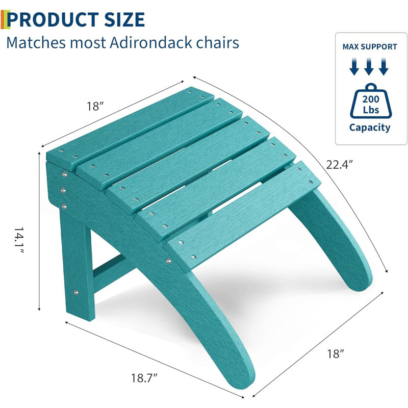 High-Density Polyethylene (HDPE) Outdoor Ottoman, Blue