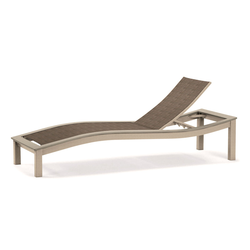 Chaise longue inclinable Bazza, Bois de plage P40, Graphite texturé, Taupe Harper Sunbrella®