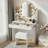 Makeup Vanity With Lighted Mirror & Power Outlet, Modern Small Vanity Desk with Side Storage Shelves For Bedroom-91047228