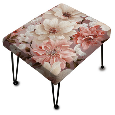 Rose et blanc coquelicots en fleurs Grace I - Repose-pieds rectangulaire floral
