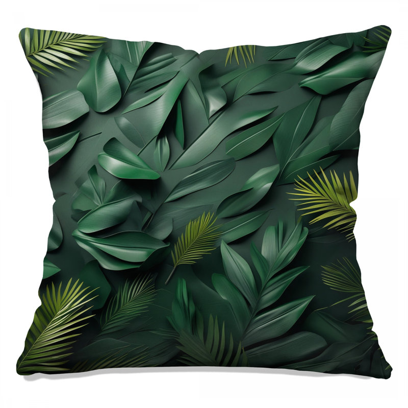 Coussins décoratifs à feuilles vertes tropicales, 18 po x 18 po