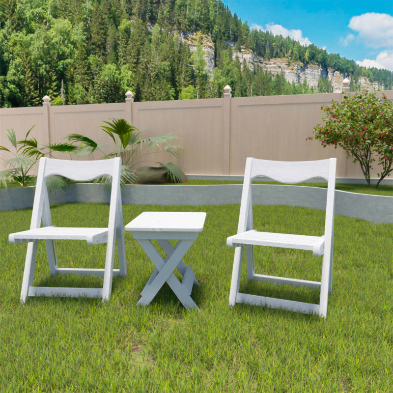 Foldable Bistro Table And Chair Set With 2 Chairs,  For Indoor And Outdoor Use, Durable And No Assembly Required., White