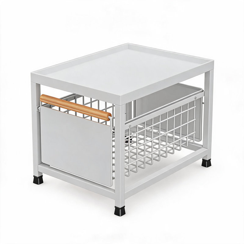 Organisateur de cuisine sous l'évier avec tiroir coulissant, étagère de rangement en acier au carbone antirouille