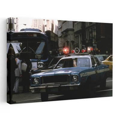 1980S Street Level View Police Car New York City Usa Classic Retro Vintage City Wall Art