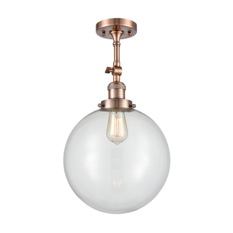 Ciacchi Glass Semi Flush Mount, Clear, LED, Antique Copper