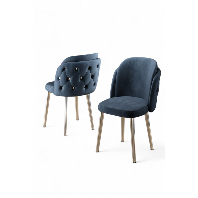 Ensemble de chaises modernes (4 pièces), anthracite et chrome, 17,7 po x 32,3 po x 18,1 po | Structure 100% métal, envers en contreplaqué, tissu Babyface | Confortable 28 sièges en mousse et 22 sièges en mousse | Parfait pour les espaces hôteliers et contemporains