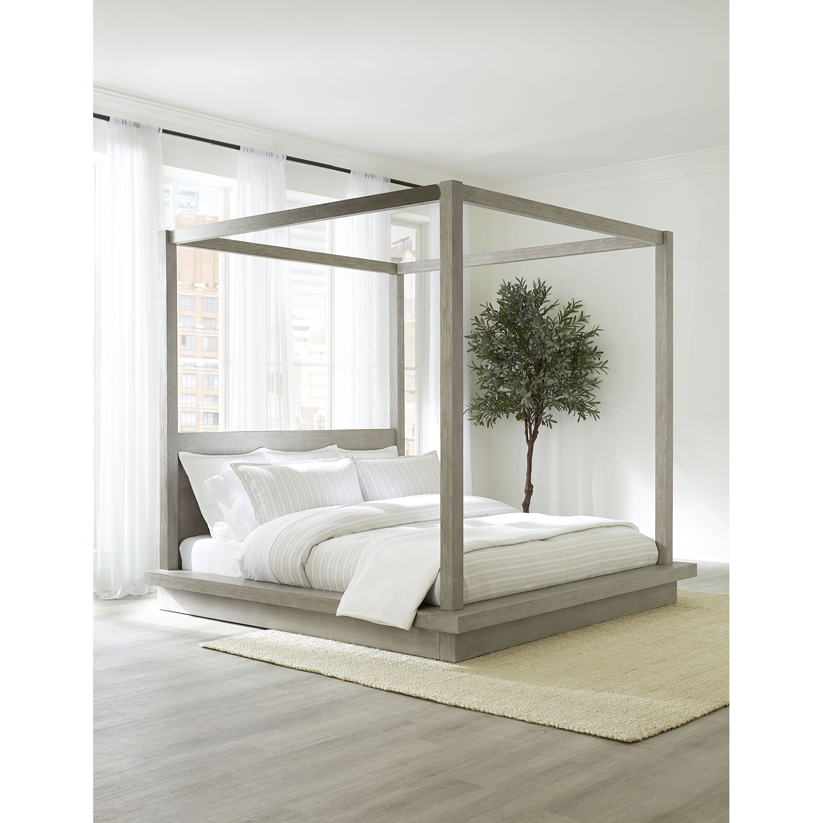 Monae Solid Wood Panel Bed, Queen