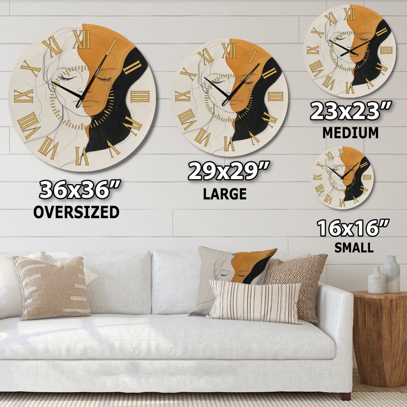 Figurine sur une seule ligne - Horloge murale abstraite en métal, Surdimensionné