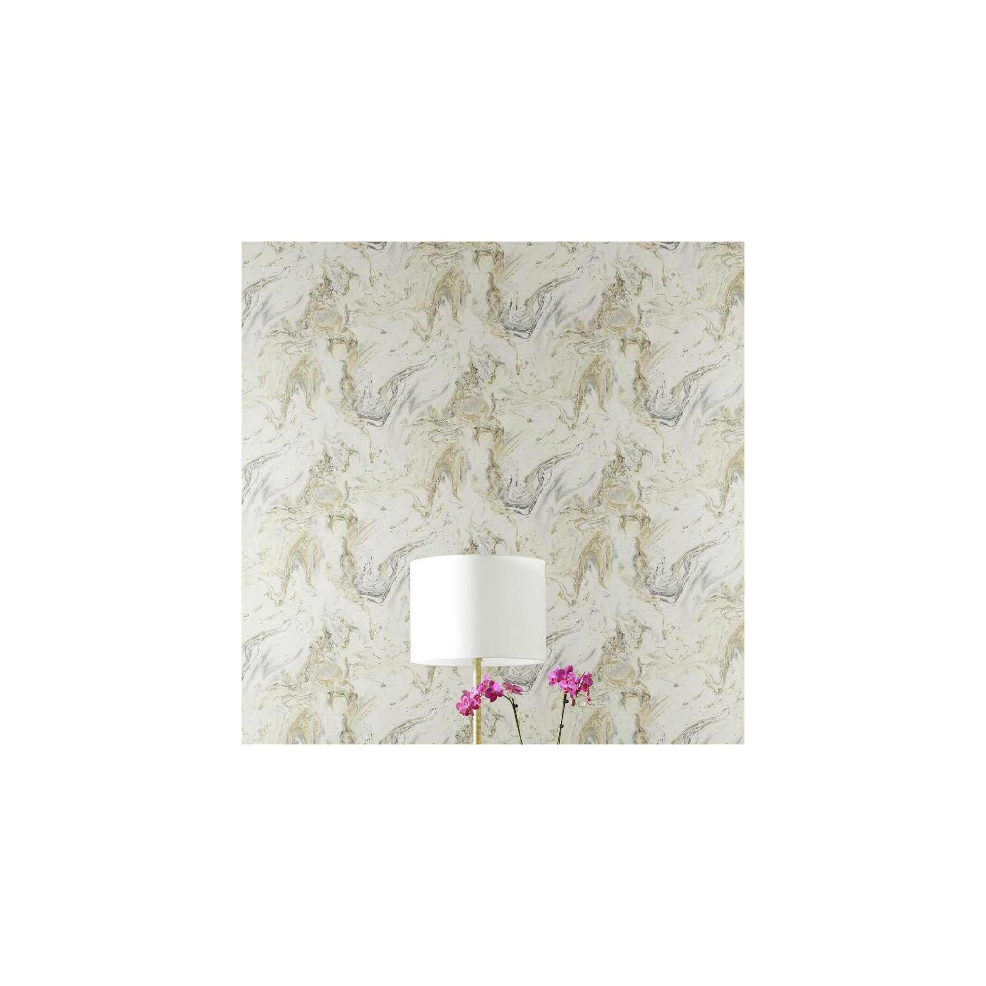 Modern Abstract Wallpaper, White/Black/Gold