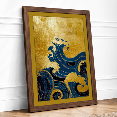 Golden Wave Japandi - Framed Print