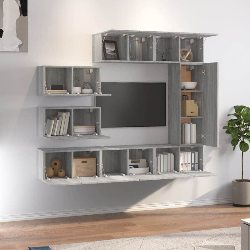 Marana Unfinished TV Stand for TVs up to 75", Grey Sonoma