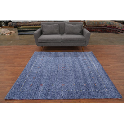Handmade Blue Gabbeh Style Square Area Rug 6x6