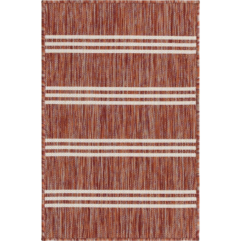 Tapis rond rayé rouge , Rectangle 2 pi x 3 pi 1 po