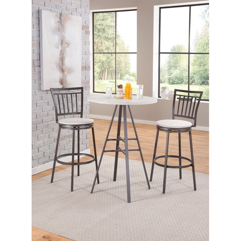 Kanagy Swivel Counter Stool with Metal Frame, Counter Stool (25" Seat Height), Whitewashed