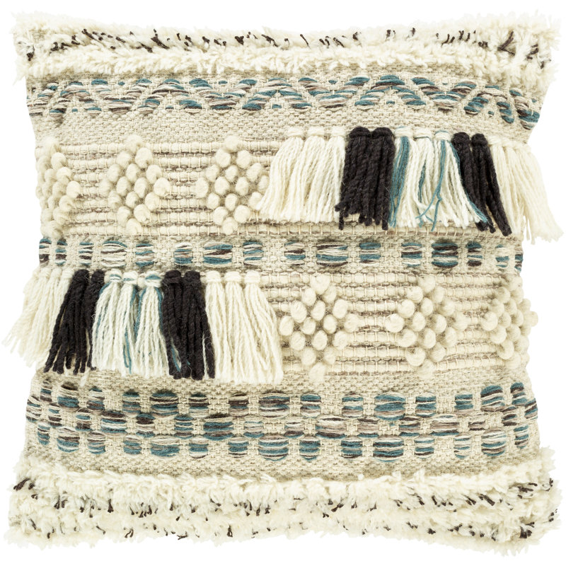 Hand Woven Cotton and Polyester Square Throw Pillow