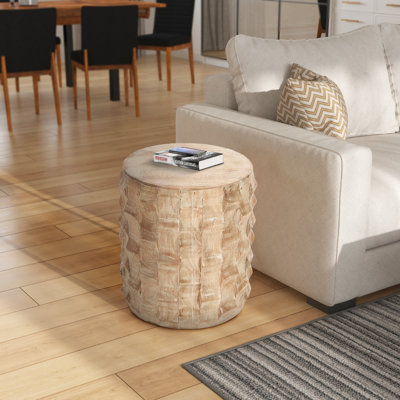 Table de bout ronde en bois massif de 20 pouces Dedera
