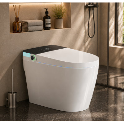 BCAN Smart Toilet with Tankless Bidet Wash, Auto Open Lid, 1.28 Gallons Auto Dual Flush, Heat Seat, Warm Wash/Dryer, Soft Closing, Remote Control
