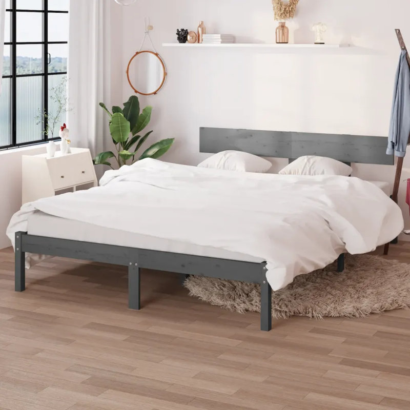 Bed Frame Solid Wood, natural, 120 x 190cm