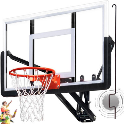 Ensemble de cerceaux de basketball à hauteur ajustable, panneau de PC incassable pour le plaisir en famille à l'intérieur et à l'extérieur