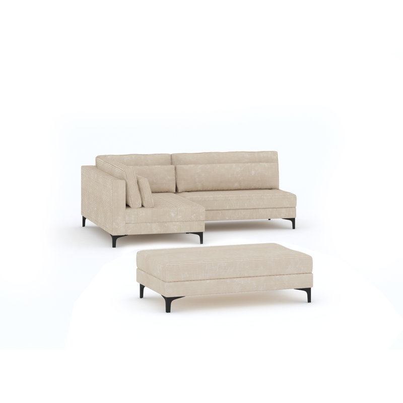 Cord Corner Sofa with Sleep Function, Beige corduroy, Left