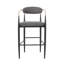 Moderne (2) - siège en tissu gris, structure en fer, accents, noir élégant, hauteur de 42 po, 2 tabourets de bar avec revêtement, structure et base noire, bioluminescent