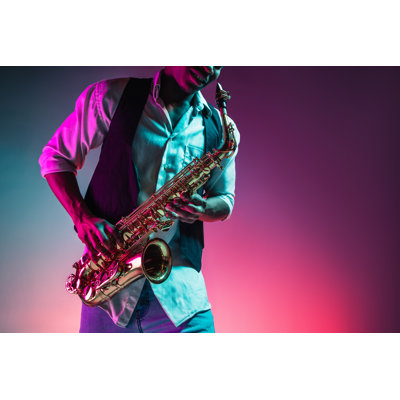 Musician Playing Saxophone - Wrapped Canvas Print