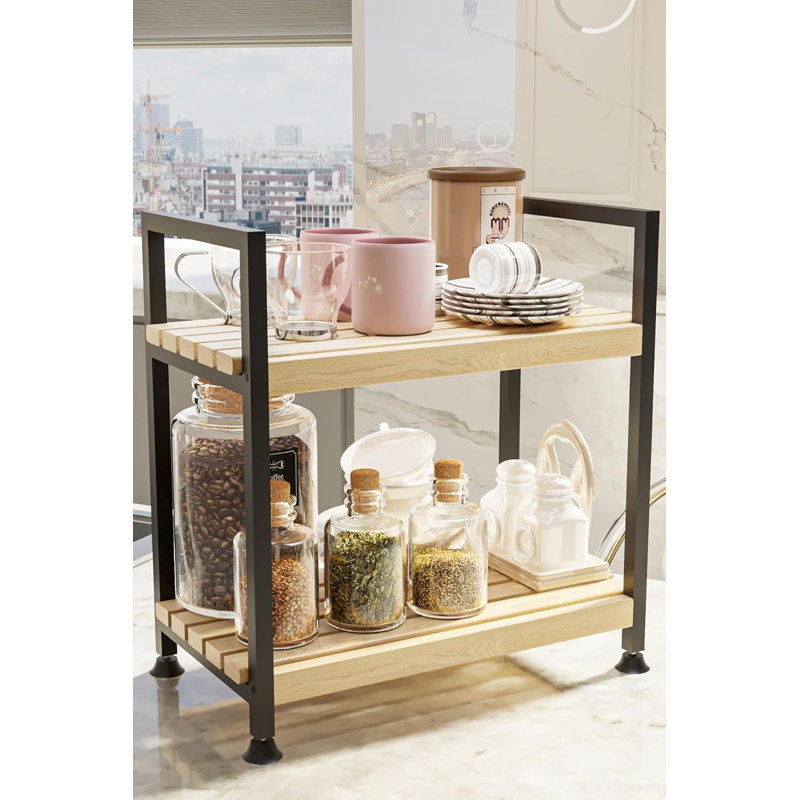 Étagère de cuisine en bois à 2 niveaux
