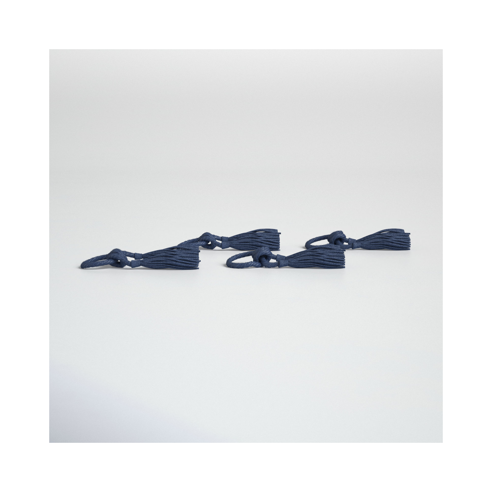 Harrietta Jute Tassel Napkin Rings, Navy Blue