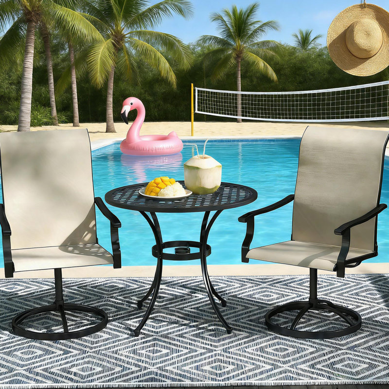 Ensemble de 2 chaises d'extérieur, chaises pivotantes, Beige
