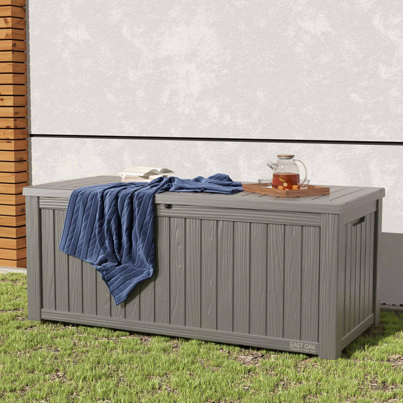 EAST OAK 28.4'' W 150 Gallons Lockable Deck Box in Grey