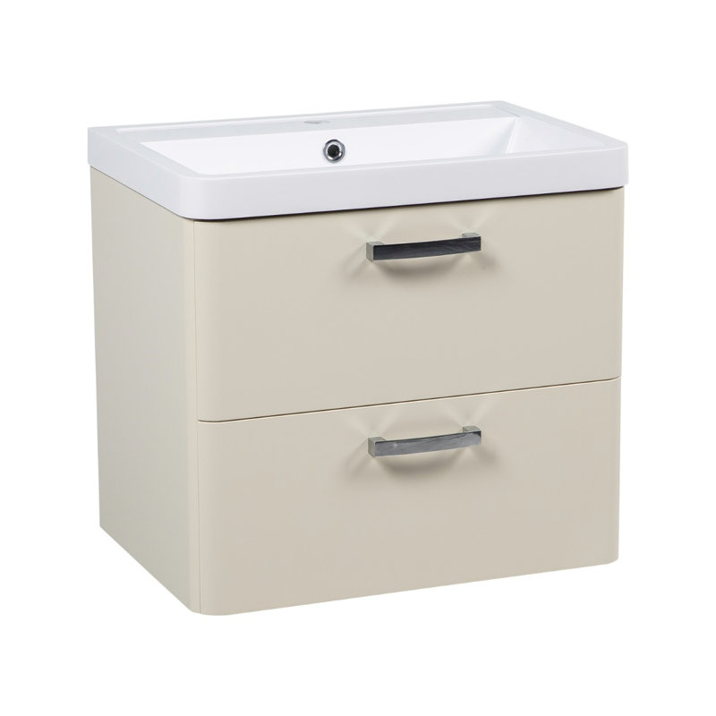 Ensemble de meuble-lavabo mural moderne avec lavabo Jakkele Fiona, Beige