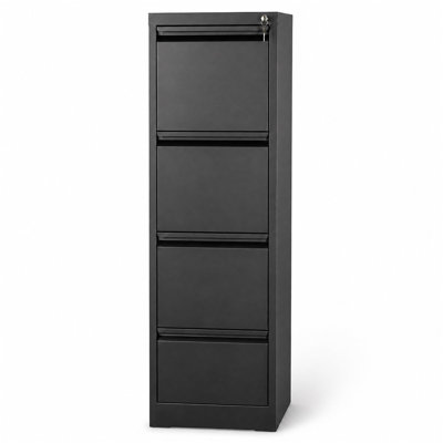 52 x 15 x 18 in 4 Drawer Vertical File Cabinet with Lock and Keys, Heavy Duty Steel Filing Cabinet for Home Office Under Desk Letter Legal Size File Document Storage - Black