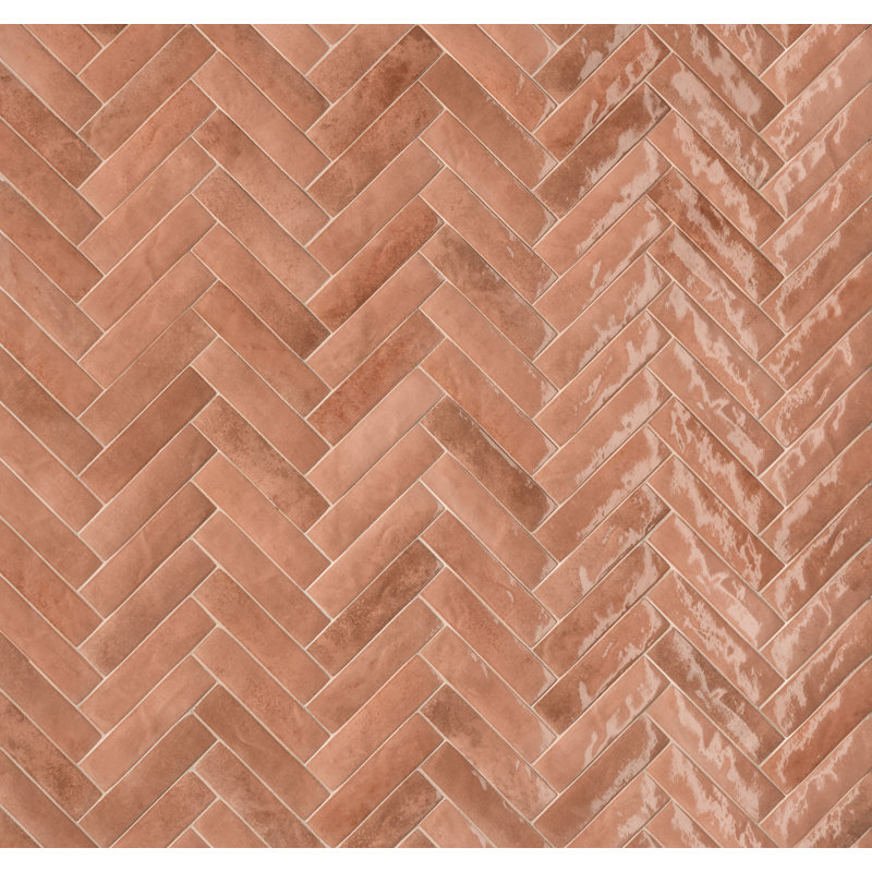 Miniature Soda 2.5" x 9.5" Zellige Porcelain Italian Tiles, Coral Pink