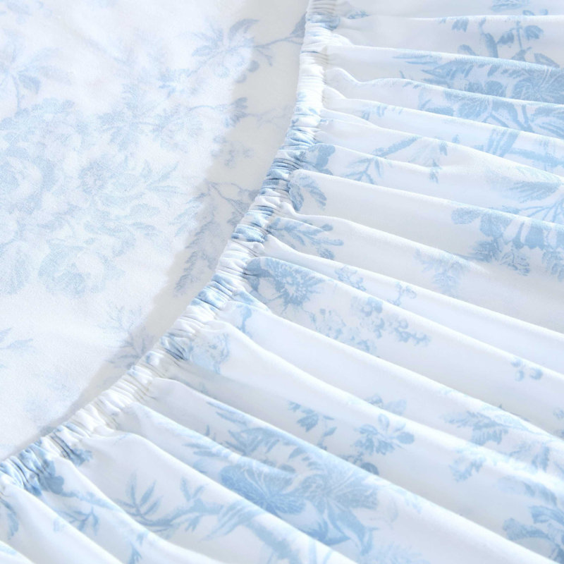Ensemble de draps en percale de coton Percale Novelty Laura Ashley, Ensemble de draps pour lit simple avec une taie d'