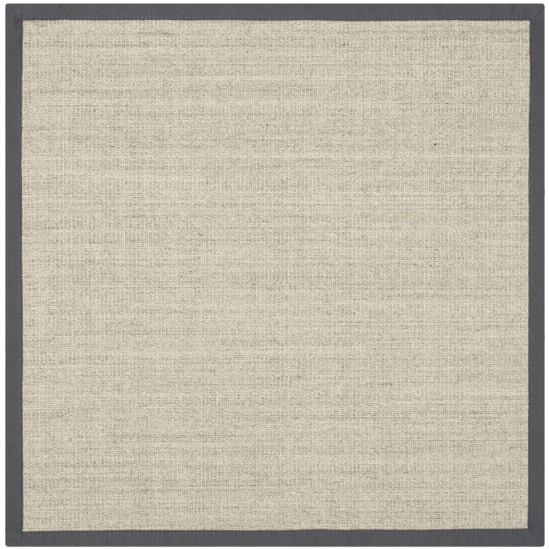 Dollard Natural Fiber Sisal With Latex Solid Color Rug, Square 4'