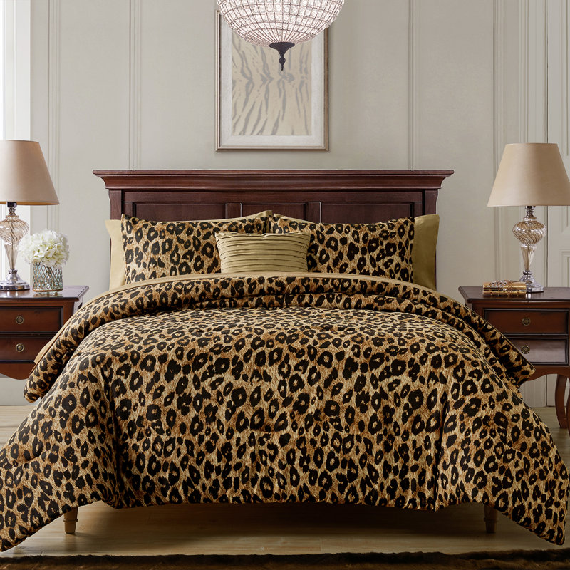 Ensemble d'édredon réversible Cheetah, Édredon grande taille, 2 taies et 2 coussins déc