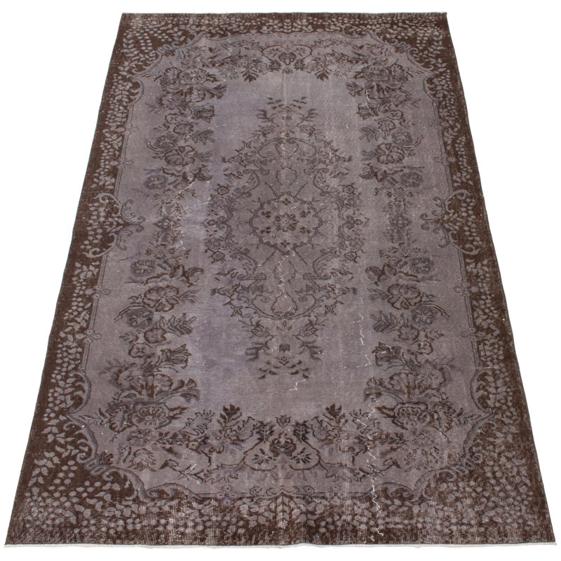 Tapis unique en laine noué à la main de style années 2000 de 5 pi 9 po x 9 pi 7 po gris Ochala
