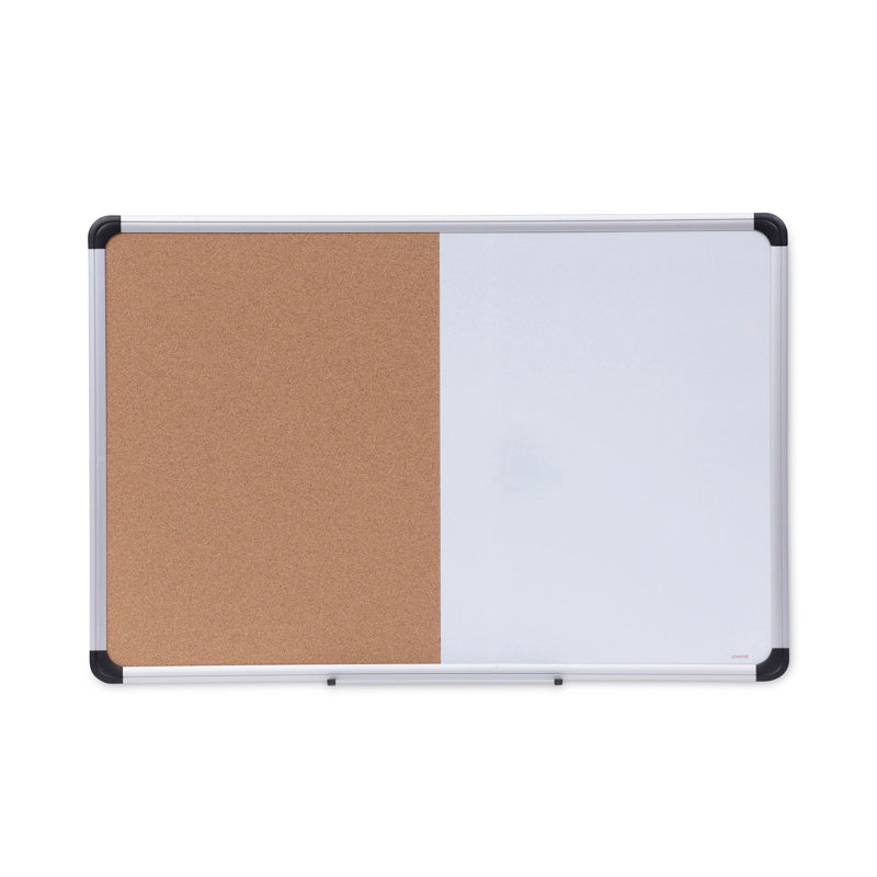 36" x 24" Magnetic White and Cork Combo Board with Aluminum Frame