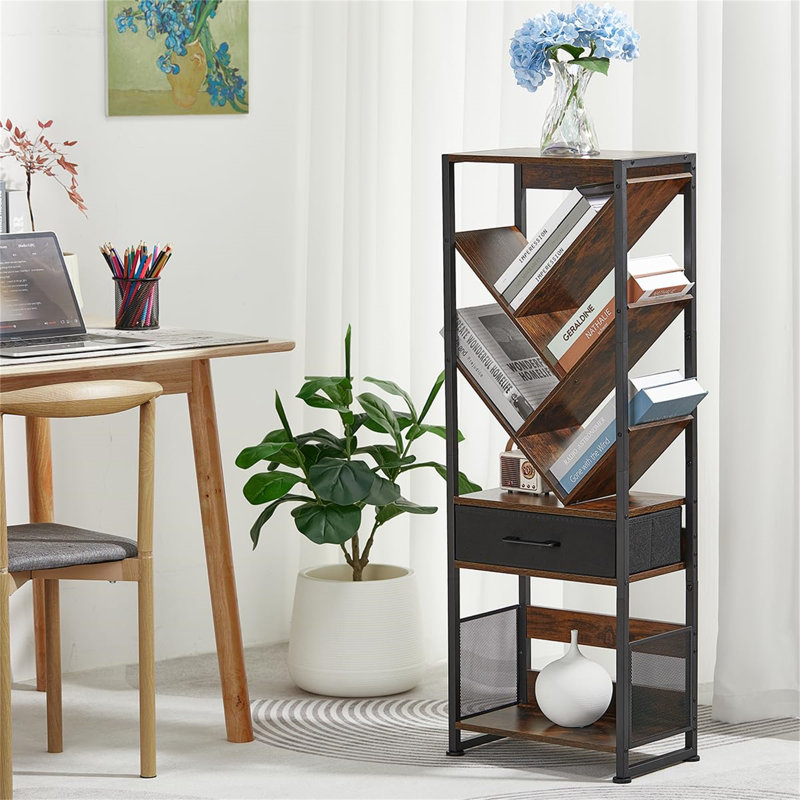 127cm H x 22cm W Metal Standard Bookcase, Brown