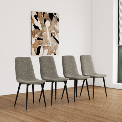 4 chaises de salle à manger de style moderne avec siège rembourré en lin et structure en métal robuste pour le soutien de l'écurie