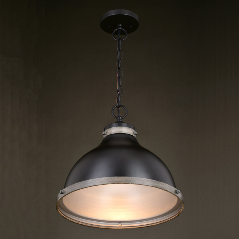 Luminaire suspendu en forme de dôme à 1 lumière Laquane, H 12,75 po x l 15 po x P 15 po