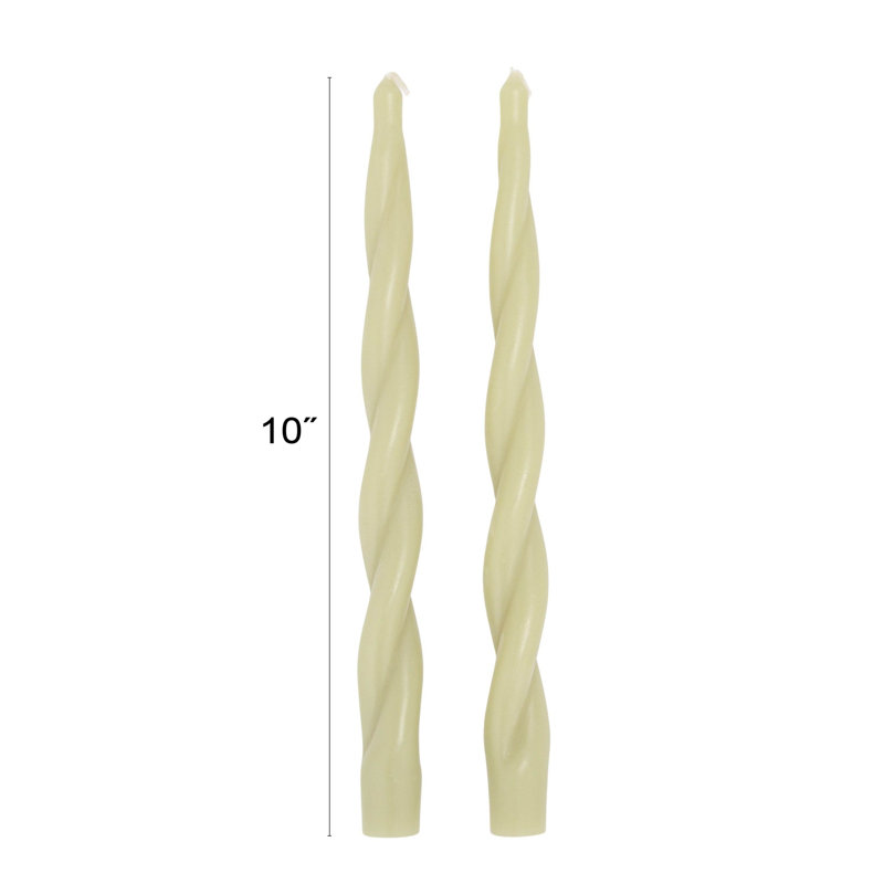 Unscented Elongated Twisted Taper Candles In Box, Gray