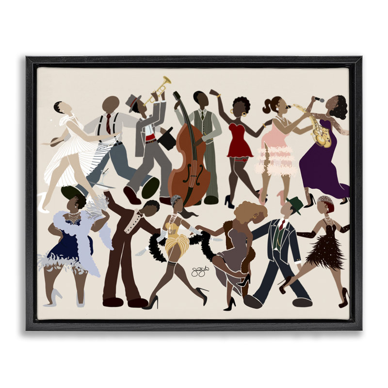 Cadre flottant Rhythm Jazz Dancers, design par Sierra Siler, H 25 po x l 31 po, Cadre flottant noir de jais