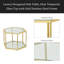 Table d'appoint hexagonale de luxe, plateau en verre trempé transparent avec structure en acier inoxydable doré, table basse décorative pour le salon, la chambre à coucher ou le bureau