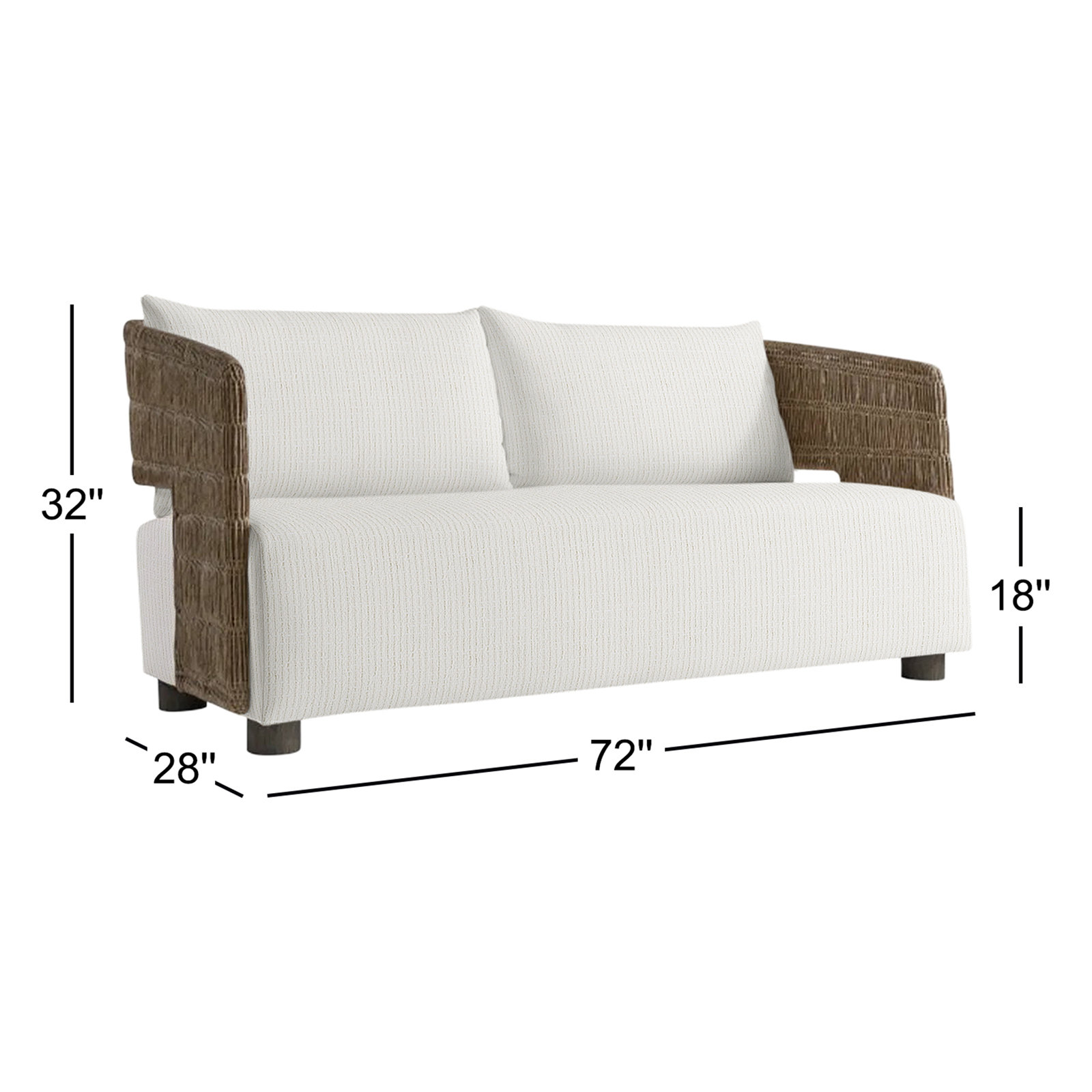 Maldives 72" Sunbrella® Patio Sofa, Cream Outdoor Poly 6070-002