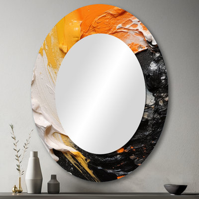 Miroir mural orange et noir Mystic Spirals III - Modern