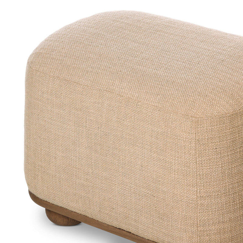 Bilbury Oval Ottoman-Taupe Shearling, Saxon Sand, Sandy Oak