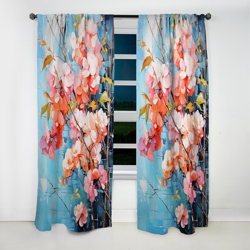 Bamboo Dreams I - Rideau à fleurs - Rideau occultant à motif floral - 1 panneau, L 52 po x L 95 po