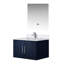 Meuble-lavabo bleu marine 30 po x 22 po, surface en marbre, robinet, miroir à DEL - dessus de qualité supérieure résistant aux égratignures et aux taches.